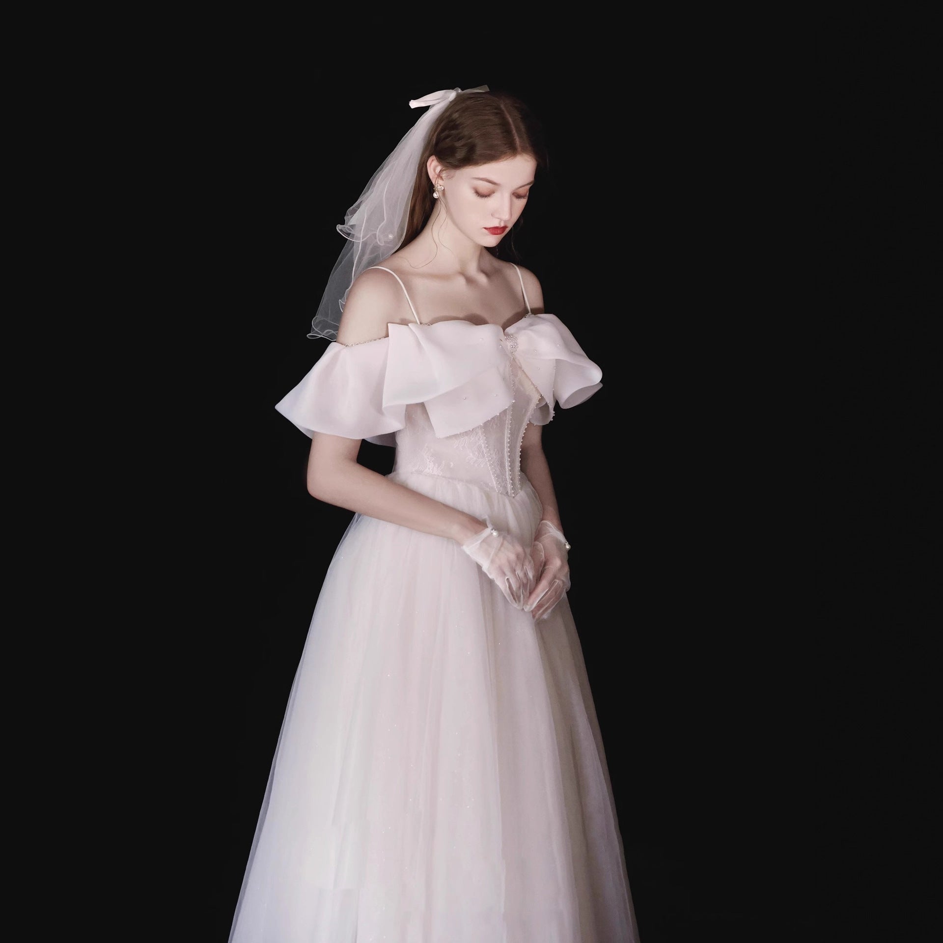 Sebastiane French-Style Ruffled One-Shoulder Midi Dress - White Avalabel