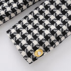 novia black Double-breasted houndstooth wool-blend tweed blazer Avalabel