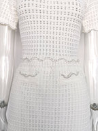 Angela Ruffle Trim Pearl Beaded Knit Sweater Avalabel