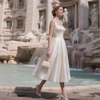 Sharon Off-the-Shoulder Minimalist Midi Dress - Off-White Avalabel