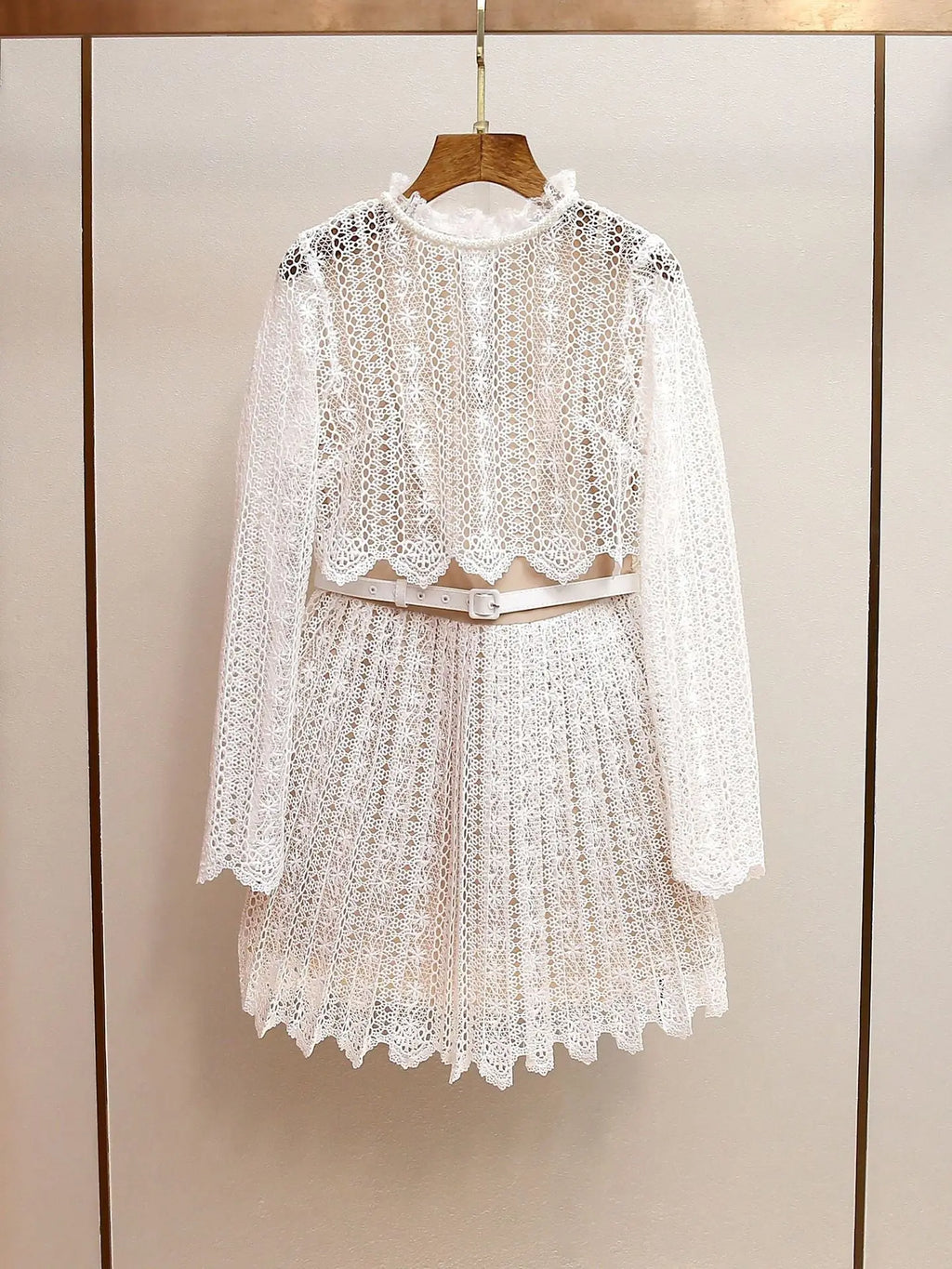 odelette Cream Organza Lace Mini Dress Avalabel