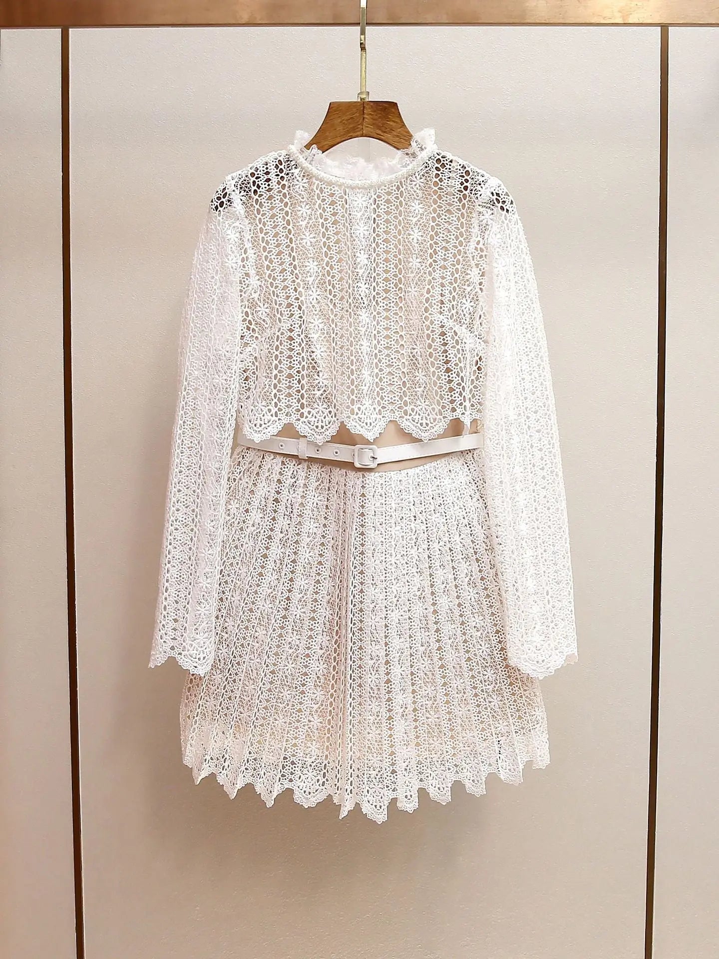 odelette Cream Organza Lace Mini Dress Avalabel