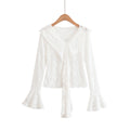 Lace Hollow Flared Sleeve Top Avalabel