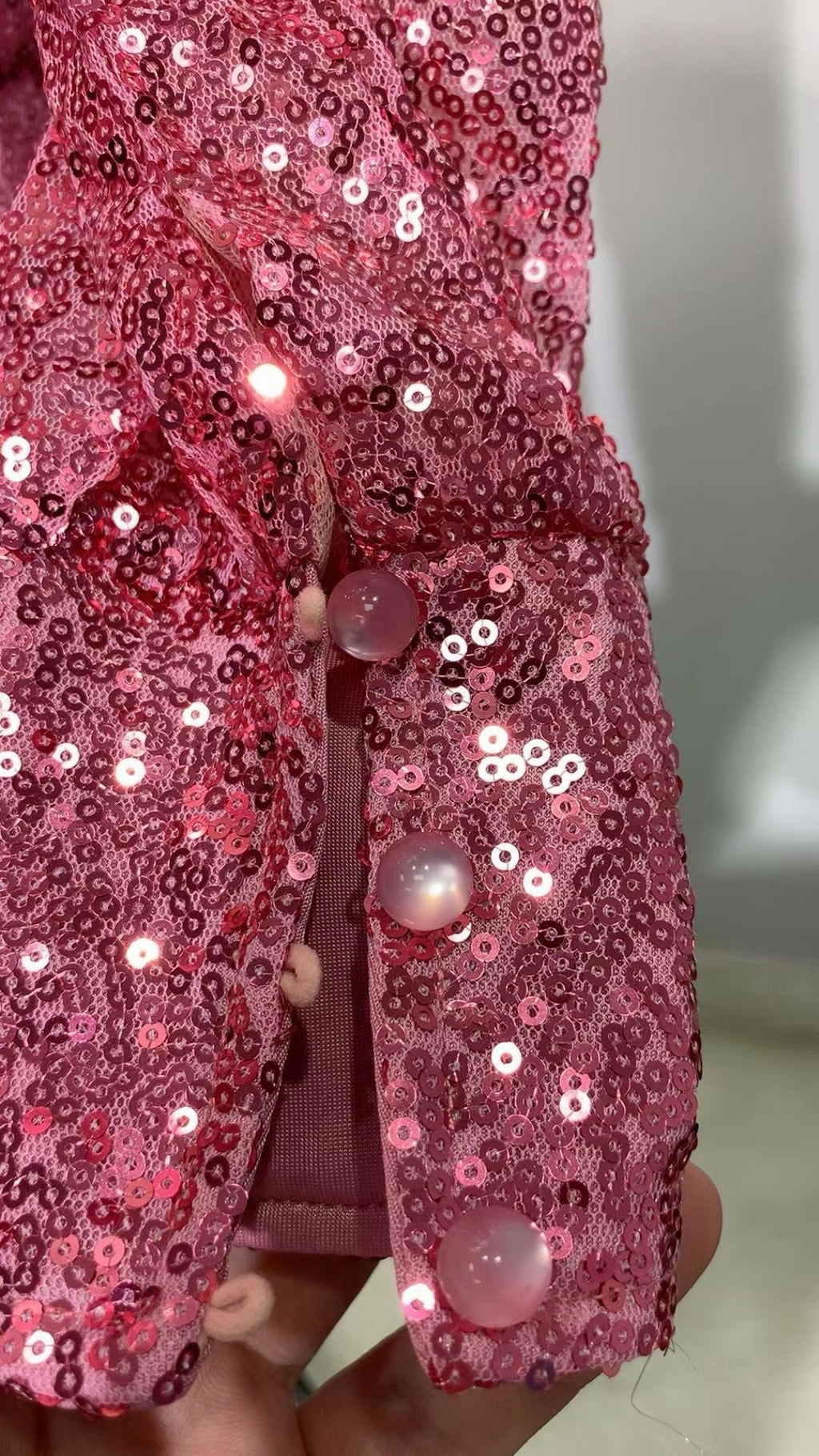 zenobia Ruched cut out Sequin Mini Dress in pink Avalabel