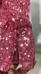 zenobia Ruched cut out Sequin Mini Dress in pink Avalabel