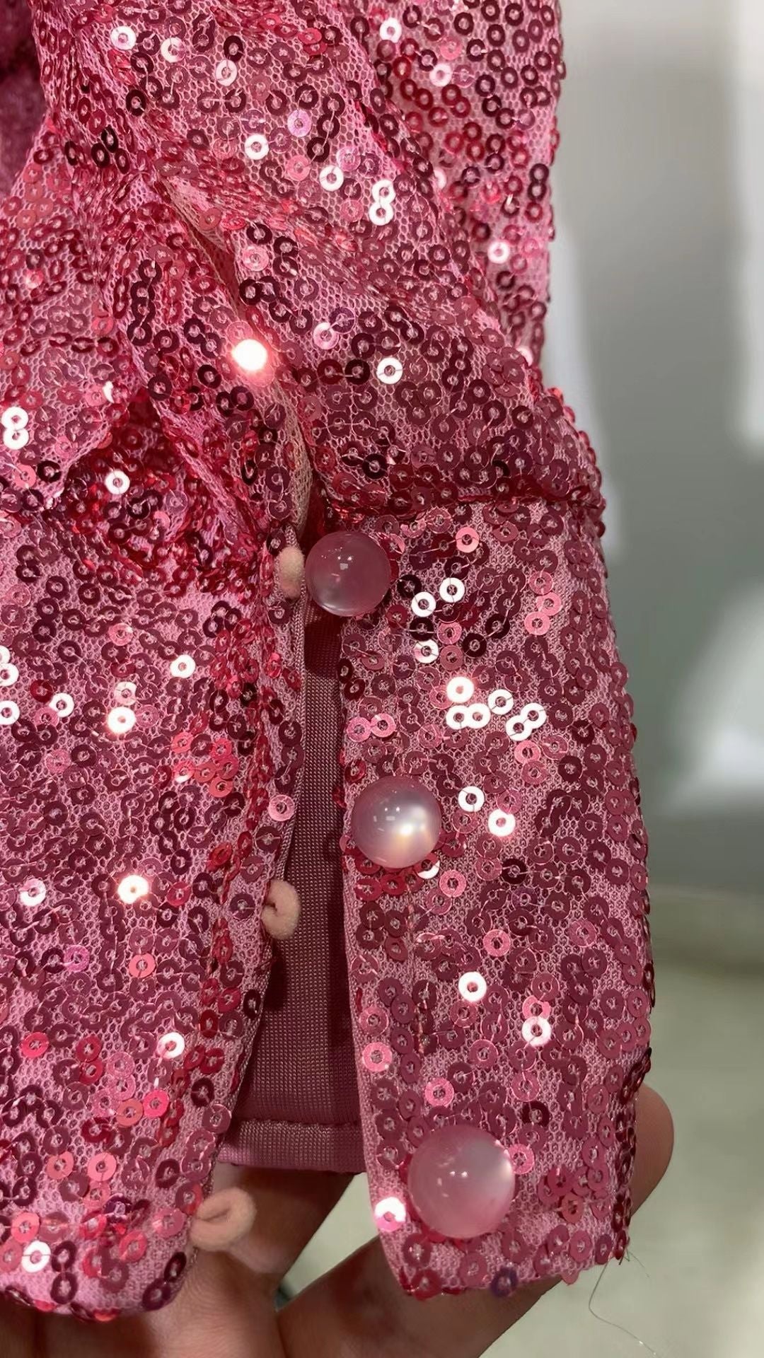 zenobia Ruched cut out Sequin Mini Dress in pink Avalabel