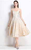 Vanessa A-line Jacquard Midi Dress - Apricot Avalabel