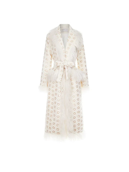 Retro Square Collar Plant and Flower Tie Coat