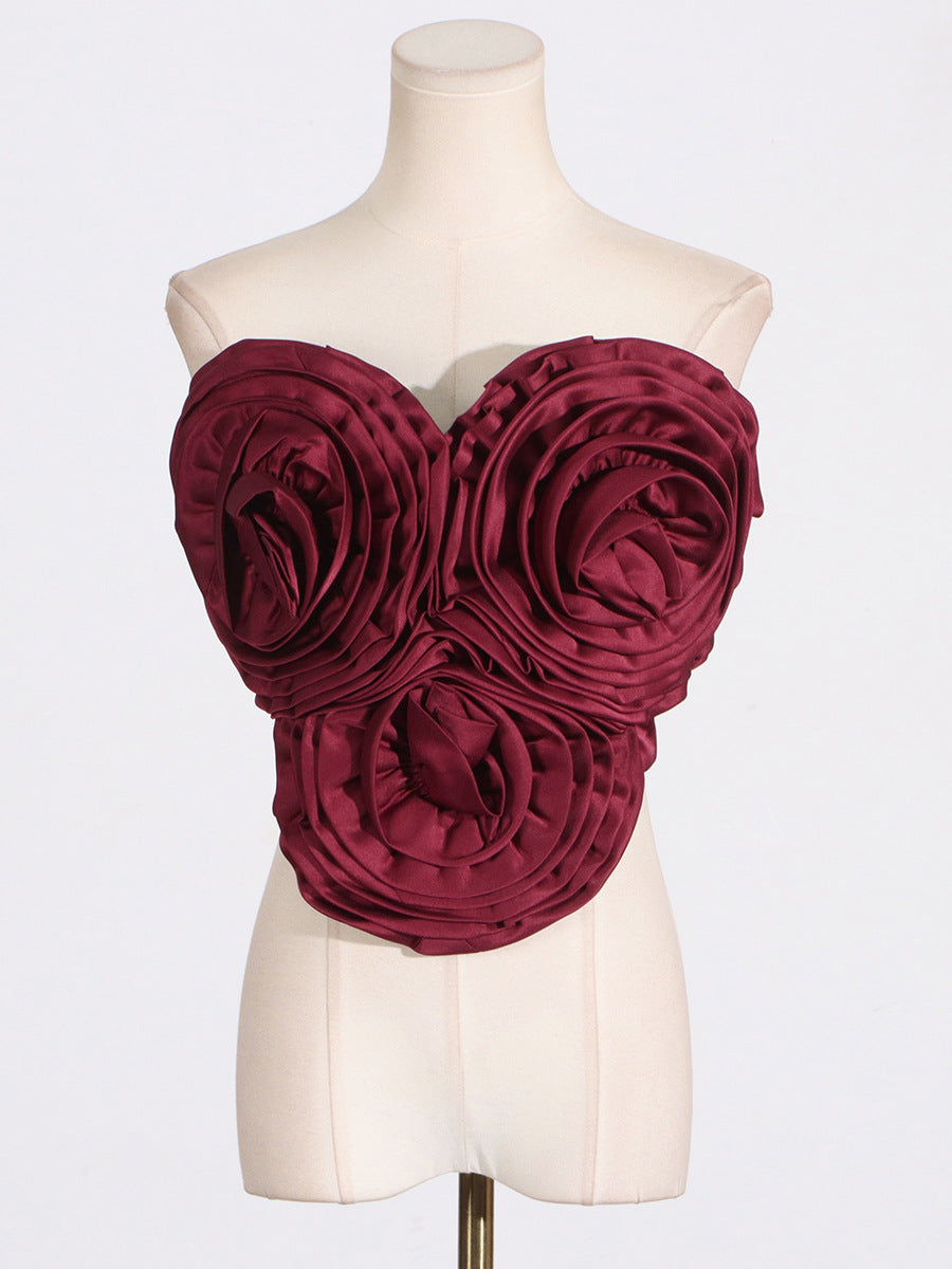 Neela 3d Flower Strapless Waist Mini Dress Avalabel