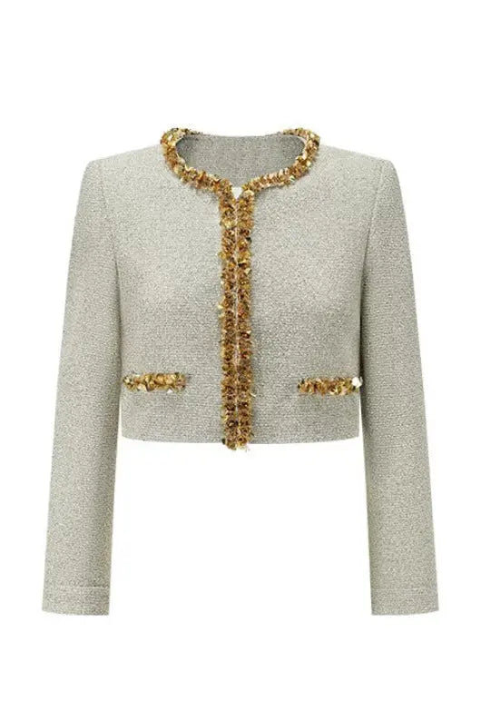 evangeline Sequin Jacket in apricot Avalabel