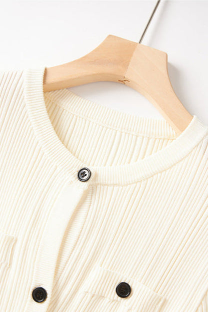 Caroline Asymmetric Knit Midi Dress in Beige