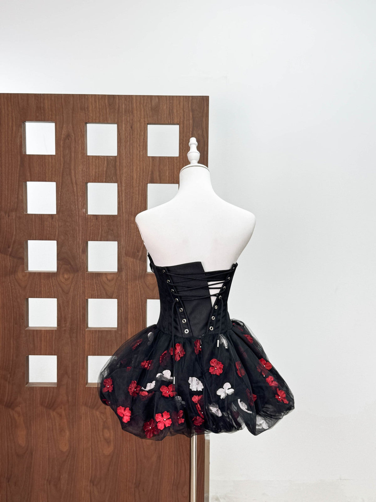 Roxya Floral Strapless Corset Mini Dress - Black Avalabel
