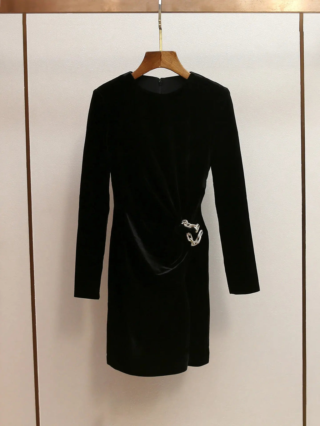 yvette black Velvet Embellished Mini Dress Avalabel