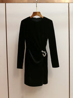 yvette black Velvet Embellished Mini Dress Avalabel