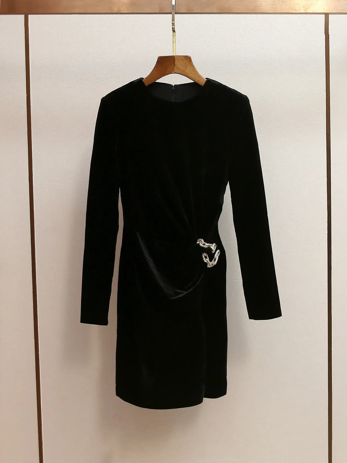 yvette black Velvet Embellished Mini Dress Avalabel