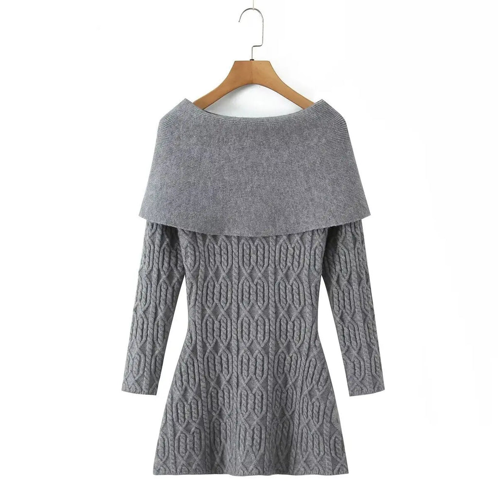 gwendolyn Off Shoulder Knit Mini Dress - Grey Avalabel