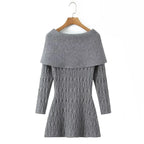 gwendolyn Off Shoulder Knit Mini Dress - Grey Avalabel
