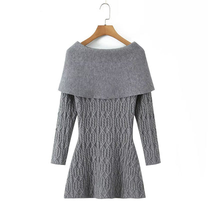 gwendolyn Off Shoulder Knit Mini Dress - Grey