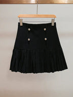 marcia black Double Breasted Ruffle Mini Skirt Avalabel