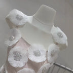 Lola Rhinestone 3D Flowers Mini Dress - White Avalabel