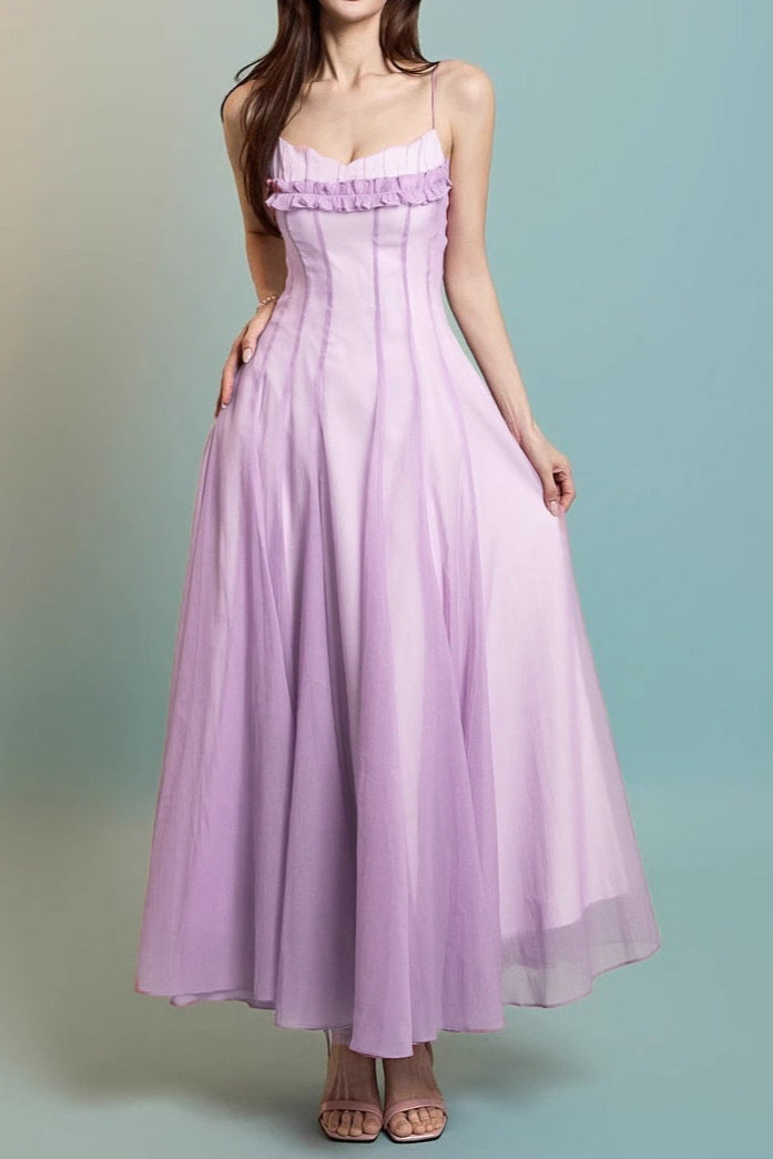 Simona Chiffon Chest Wrap Maxi Dress in Purple Avalabel
