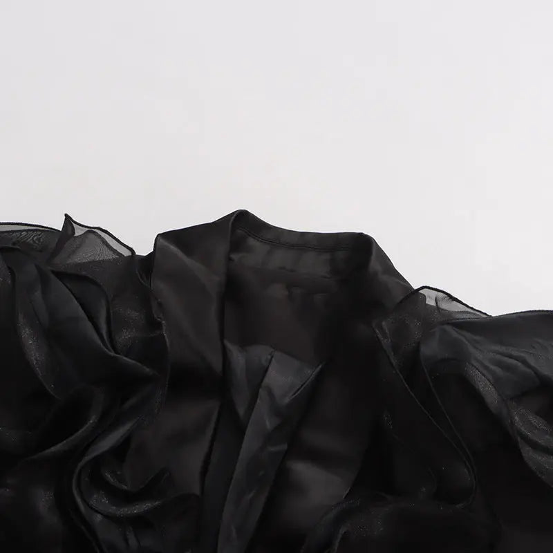 ashley Ruffle embellished Blazer in black Avalabel