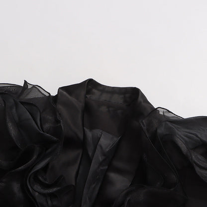 ashley Ruffle embellished Blazer in black