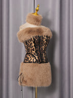 suzanne Leopard Fur Sequin Skirt Set Avalabel
