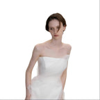 Lyuba White French Lightweight High-End Strapless Slim Fit Simple Maxi Dress Avalabel
