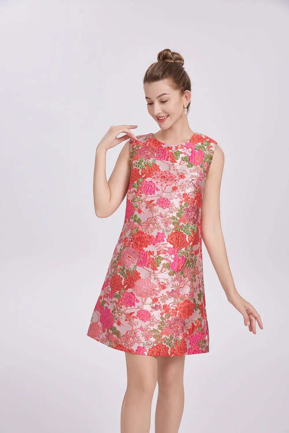 hilary multicolor floral embroidery sleeveless mini dress Avalabel