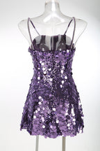 virginia Strappy Sequin Embellished Mini Dress in purple Avalabel