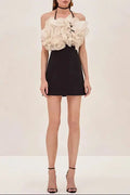 rosemary Ruffle backless Mini Dress in black Avalabel