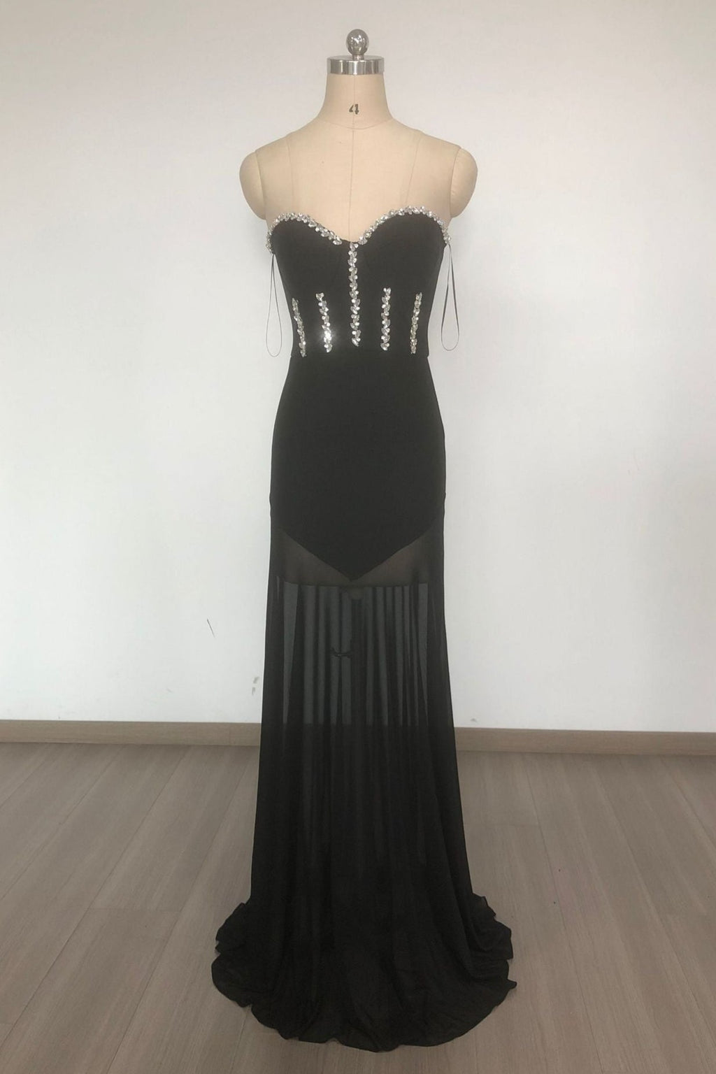 Kristin Black Strapless Mesh Bandage Maxi Dress Avalabel