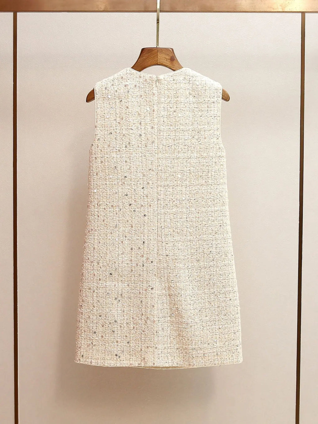 lillian Cream Embellished Boucle Mini Dress Avalabel