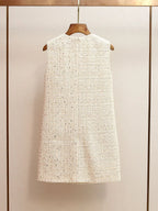 lillian Cream Embellished Boucle Mini Dress Avalabel