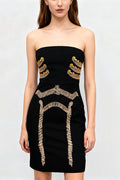 yuri Skeleton tassel embellished Bustier mini Dress in black Avalabel