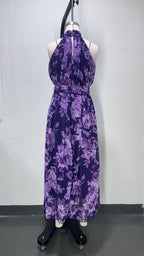 Polly Green Floral Chiffon Halter Maxi Dress Avalabel
