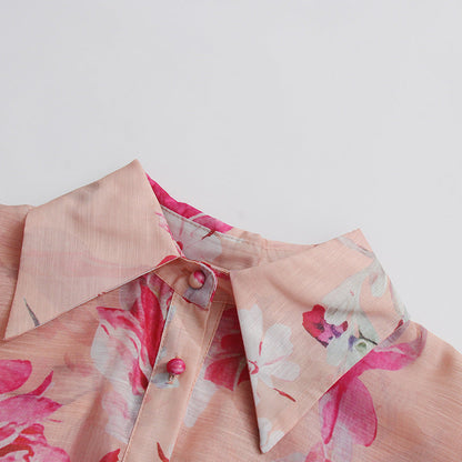 Orange Jenny Floral Printed Shirt Shorts Set