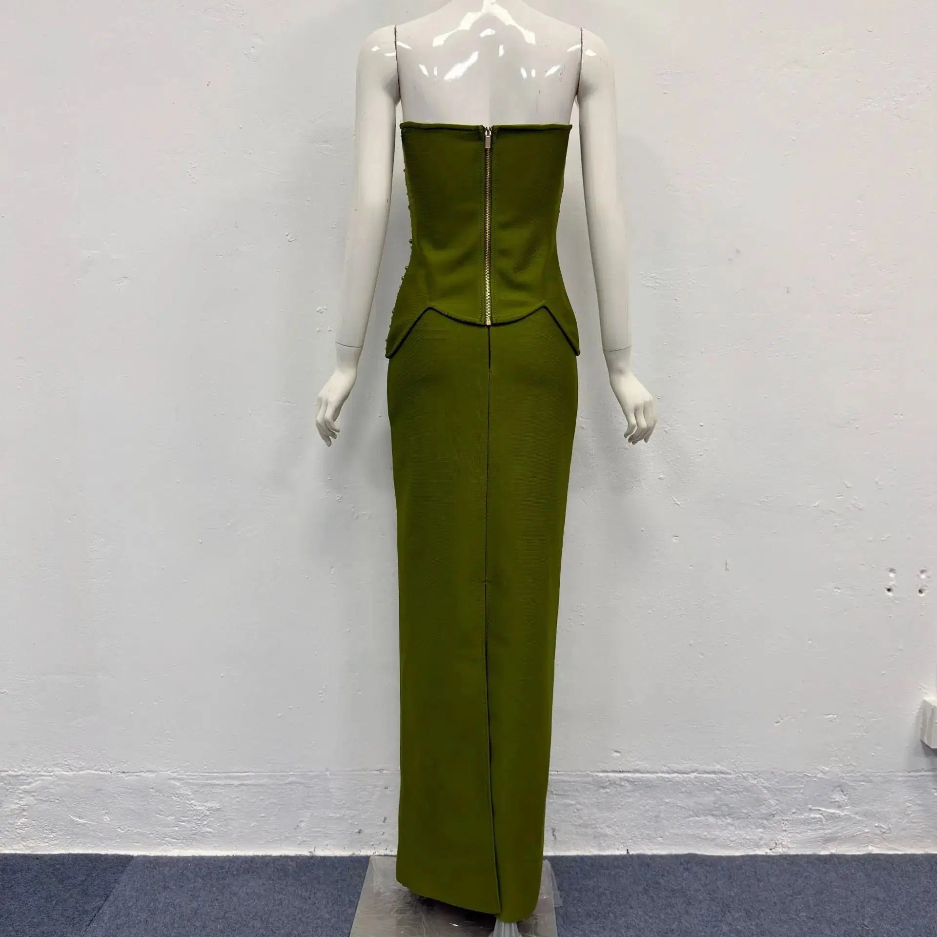 Teresa Green Rhinestone Embellished Strapless Top Skirt Set Avalabel