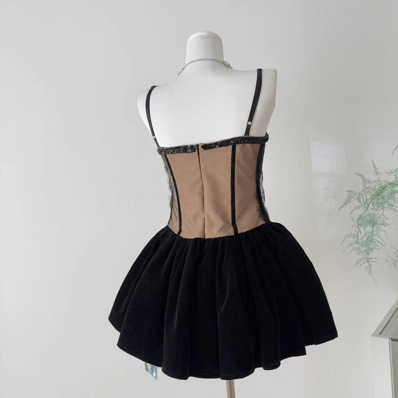 rebecca Black Corset Lace Flare Mini Dress Avalabel