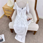 alexandra satin Corset Dress in white Avalabel