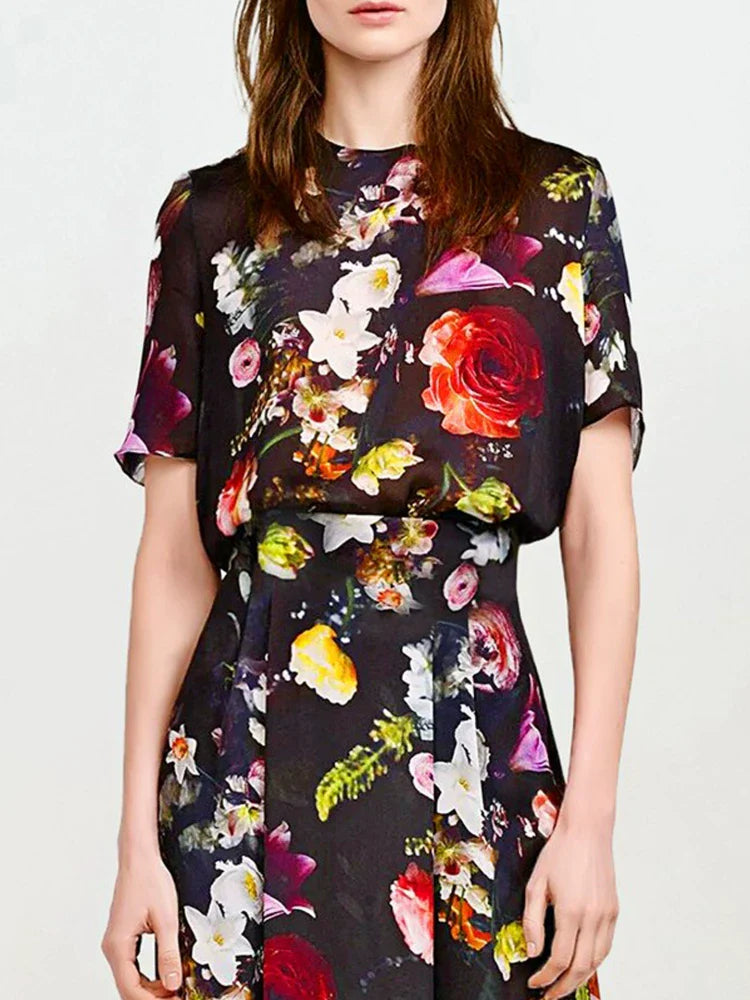Breaking code special clearance summer women's clothing discount promotion temperament floral dress short sleeve unique and beautiful waist skirt