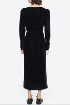 wallis black v-neck bow cutout velvet midi dress Avalabel