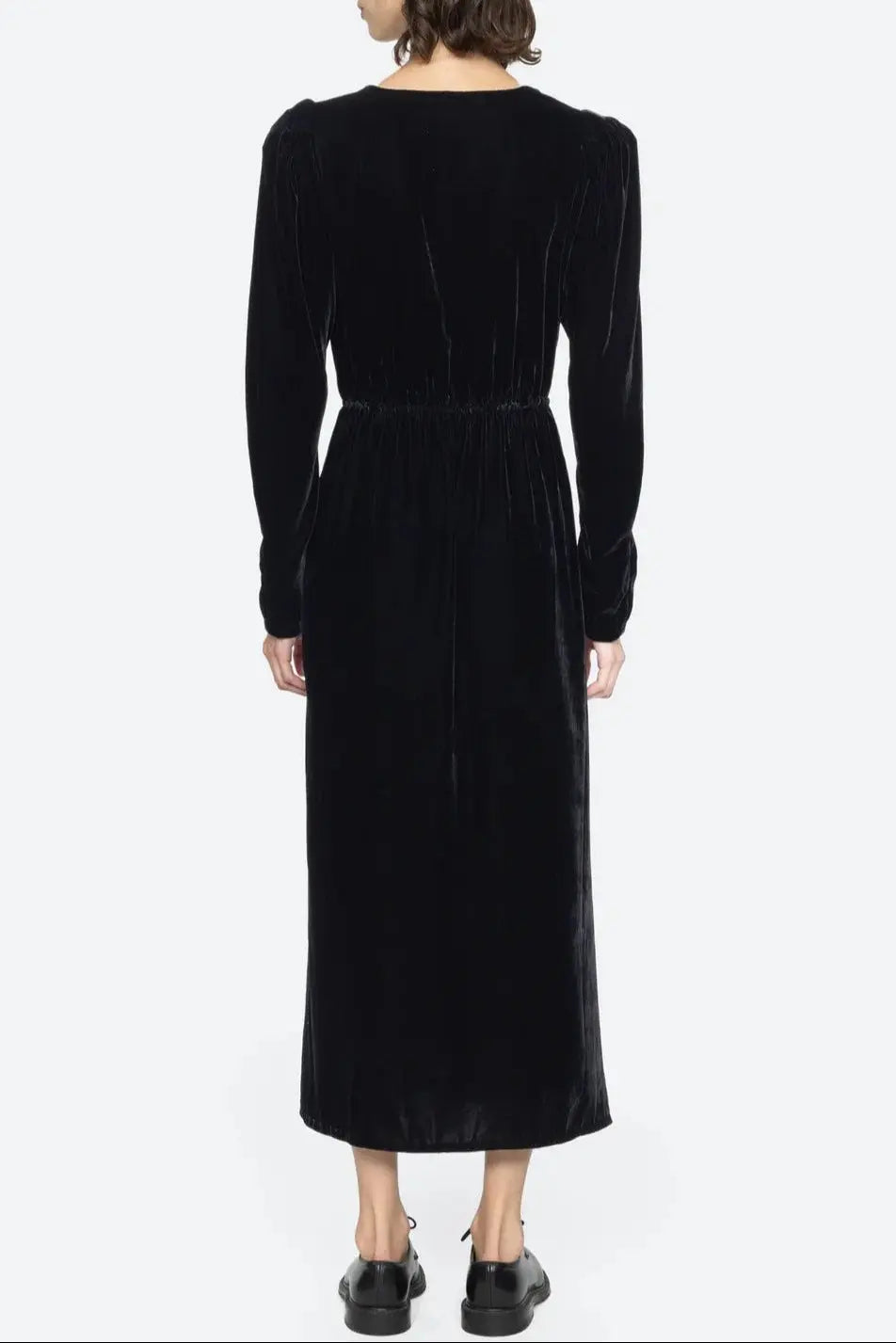 wallis black v-neck bow cutout velvet midi dress Avalabel