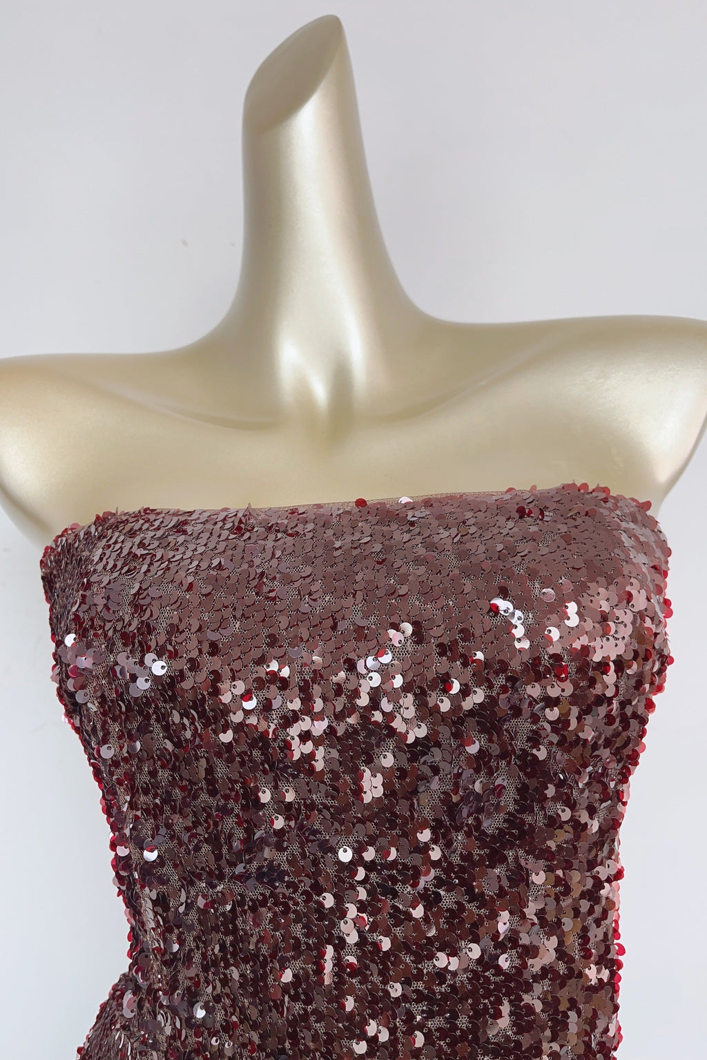 Strapless Sequin Mini Dress in Burgundy Avalabel