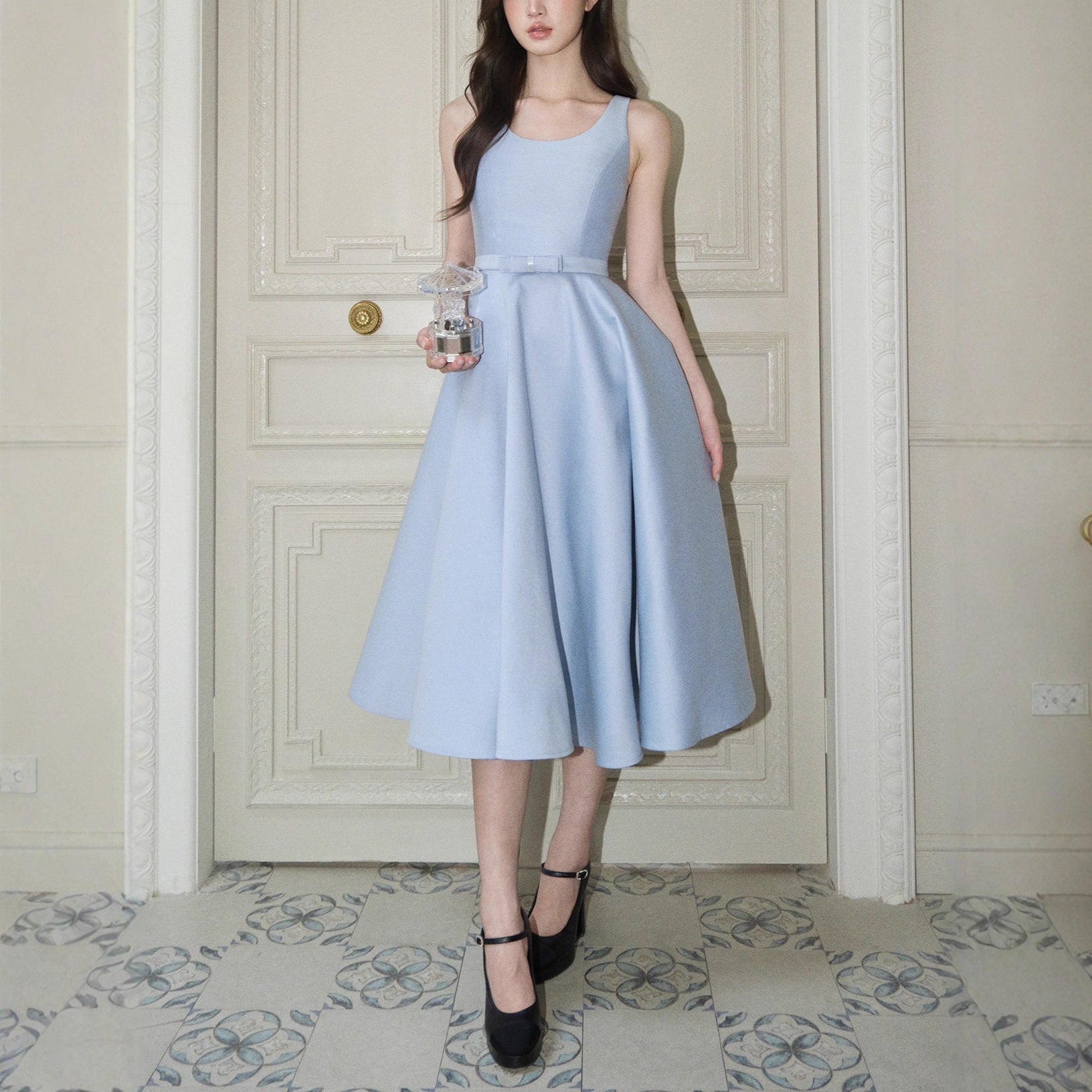 Bow U-Neck Sleeveless Hepburn Midi Dress Avalabel