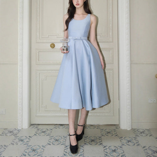 Bow U-Neck Sleeveless Hepburn Midi Dress Avalabel