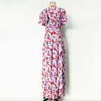 Jamie Multicolor Floral printed Chiffon Ruffle Maxi Dress Avalabel