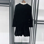 sheila Beaded Velvet puffy mini Dress in black Avalabel