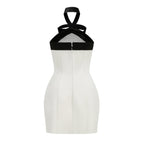 Fortunata Halter Neck Velvet Bow Mini Dress Avalabel